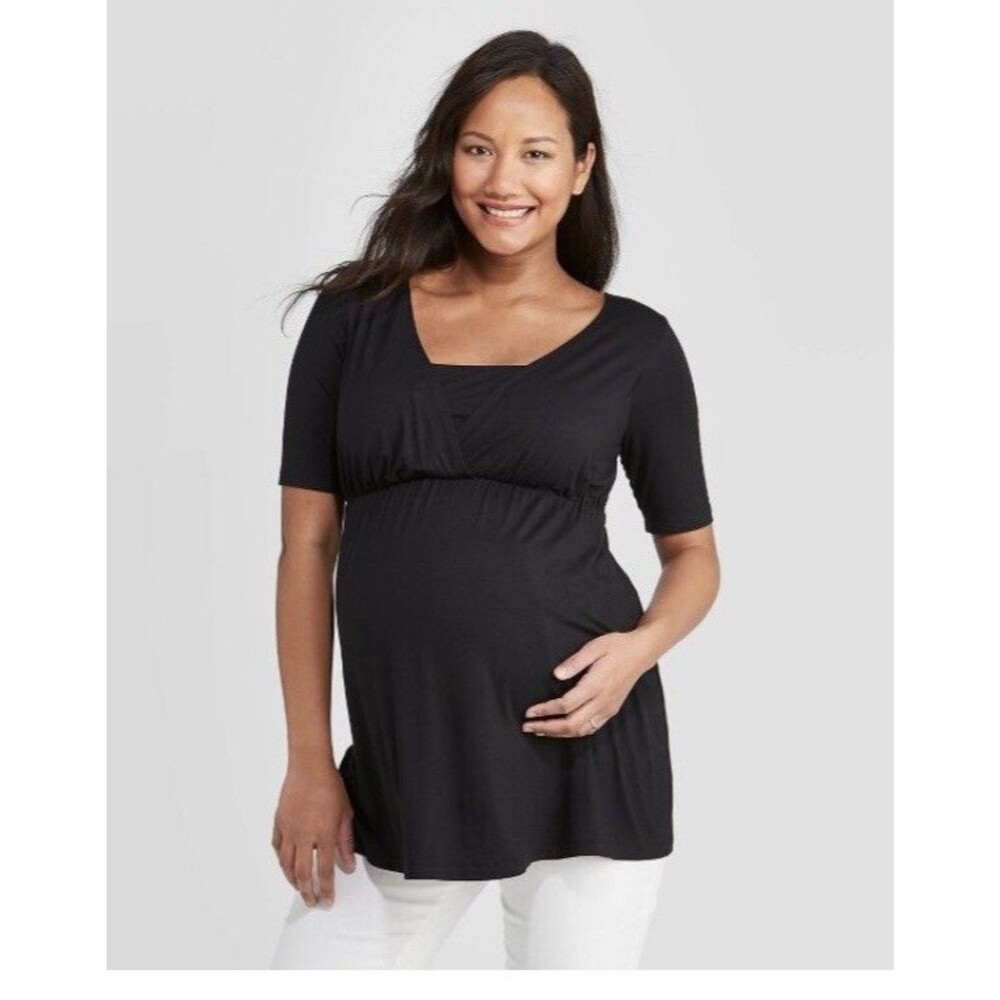 Maternity Top Shirt Tunic Black XS Ingrid and Isabel Baby Doll Nursing